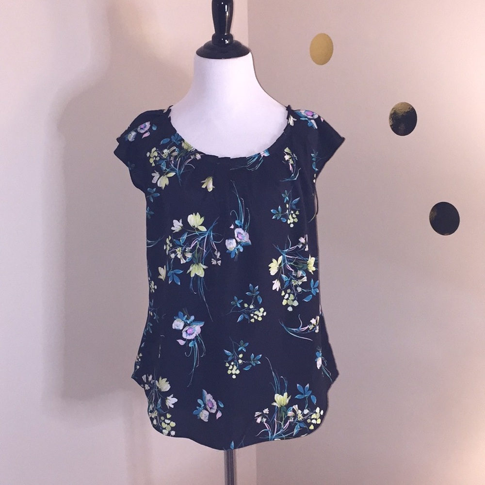 LC Lauren Conrad Flowered Blouse